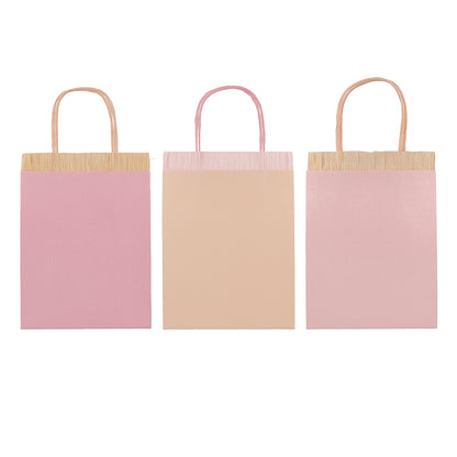 Meri Meri Party Bags, Pink Fringe - Set of 8
