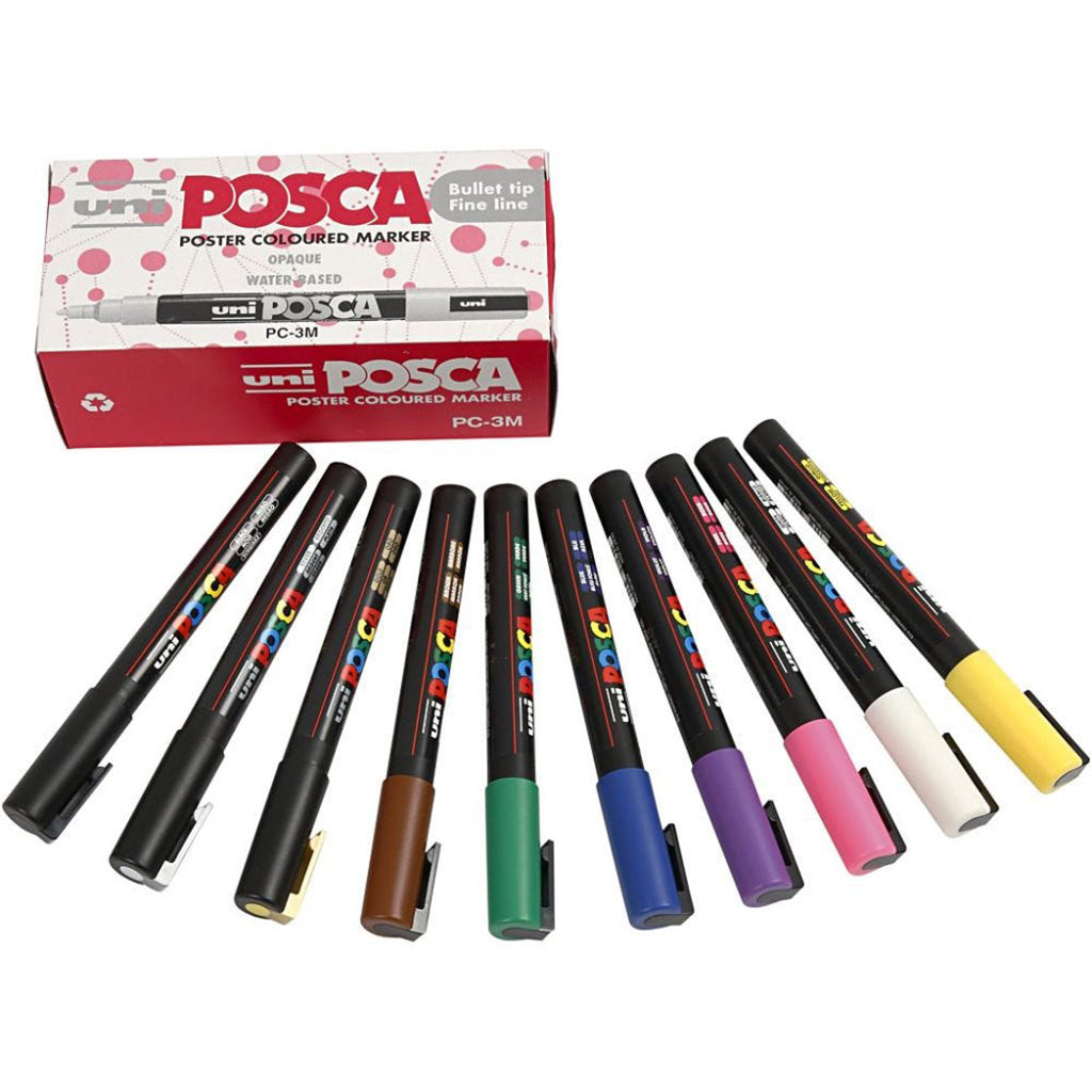 Posca Markers, 0.9–1.3 mm Line Width – 12 Assorted Colours
