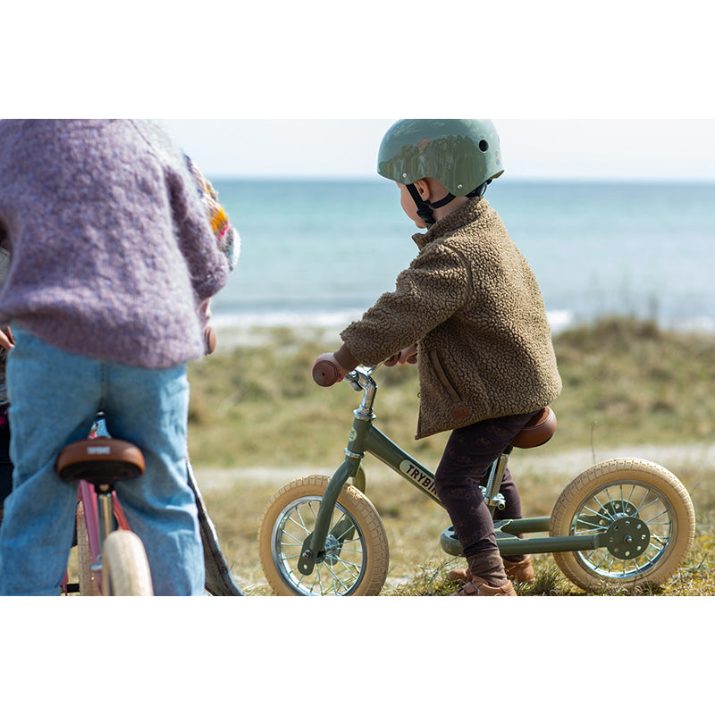 Trybike Balance Bike, Vintage Green with Retro Look