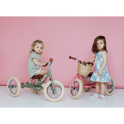 Trybike Tricycle Balance Bike, Vintage Blue with Retro Look