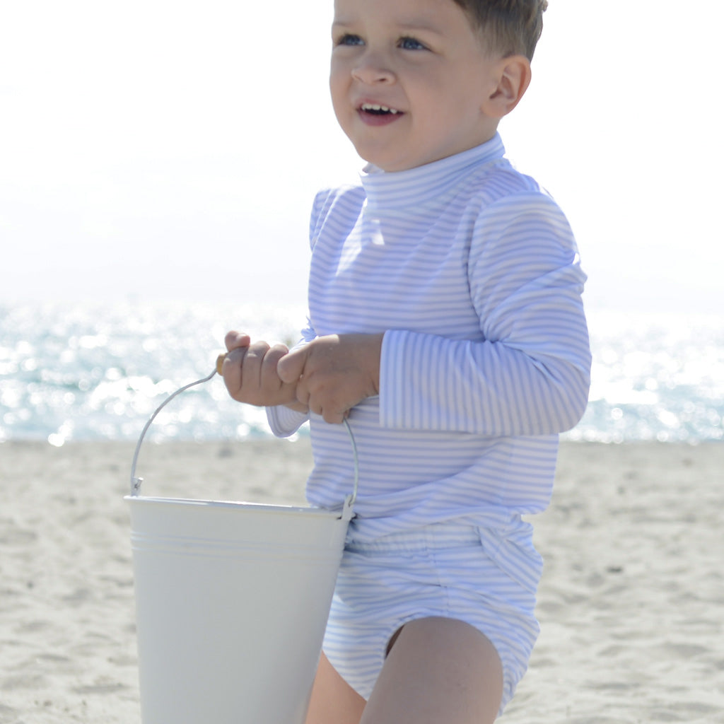 Petit Crabe UV Swim Shirt, Sydney, Baby Blue/White - Ages 0-10