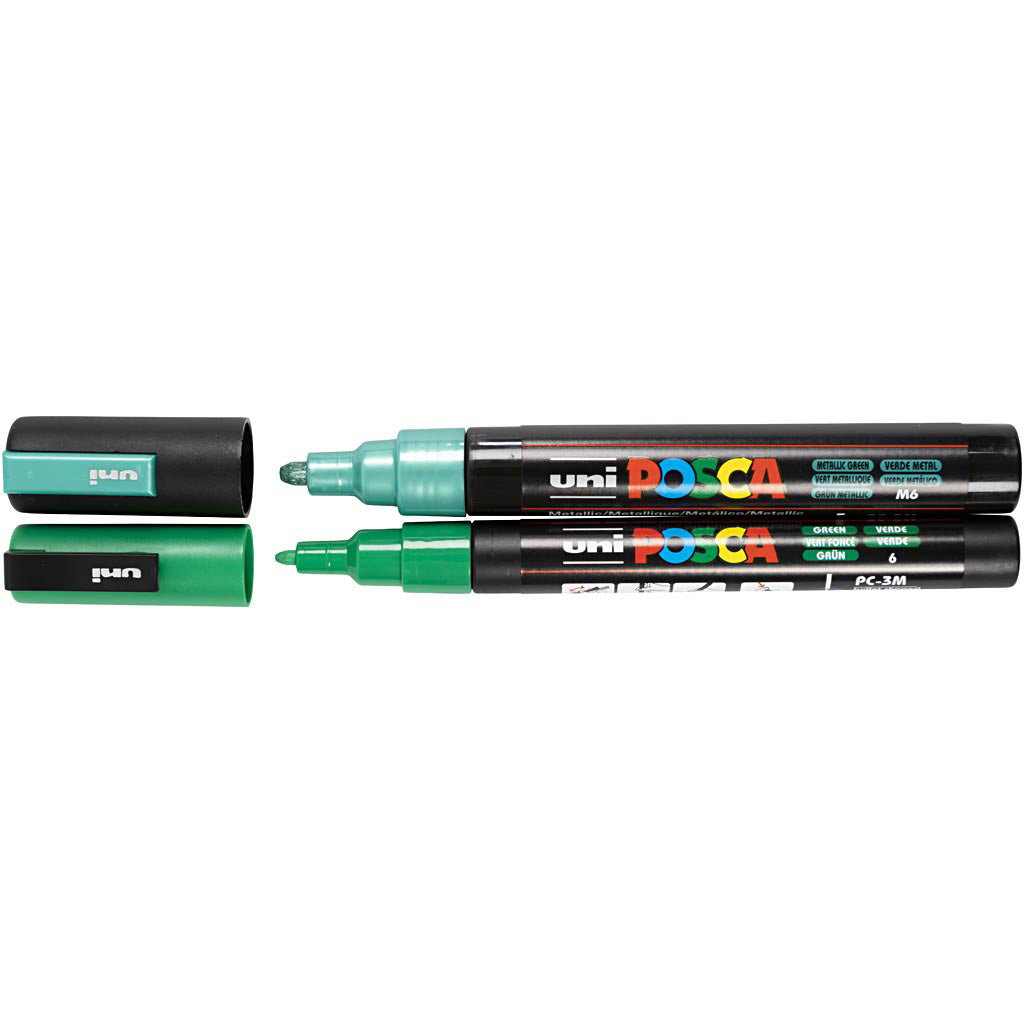 Posca Tuscher, streg 0.9-1.3 mm + 2.5 mm- 12 stk. ass farver