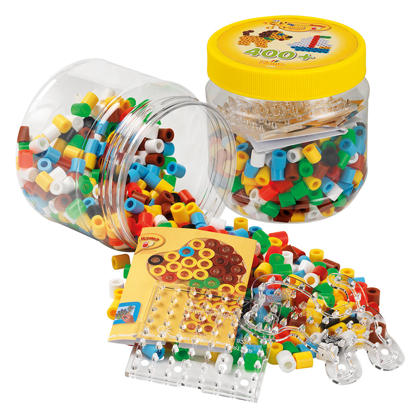 Hama Maxi perler og perleplade i bøtte, gul - 400 perler