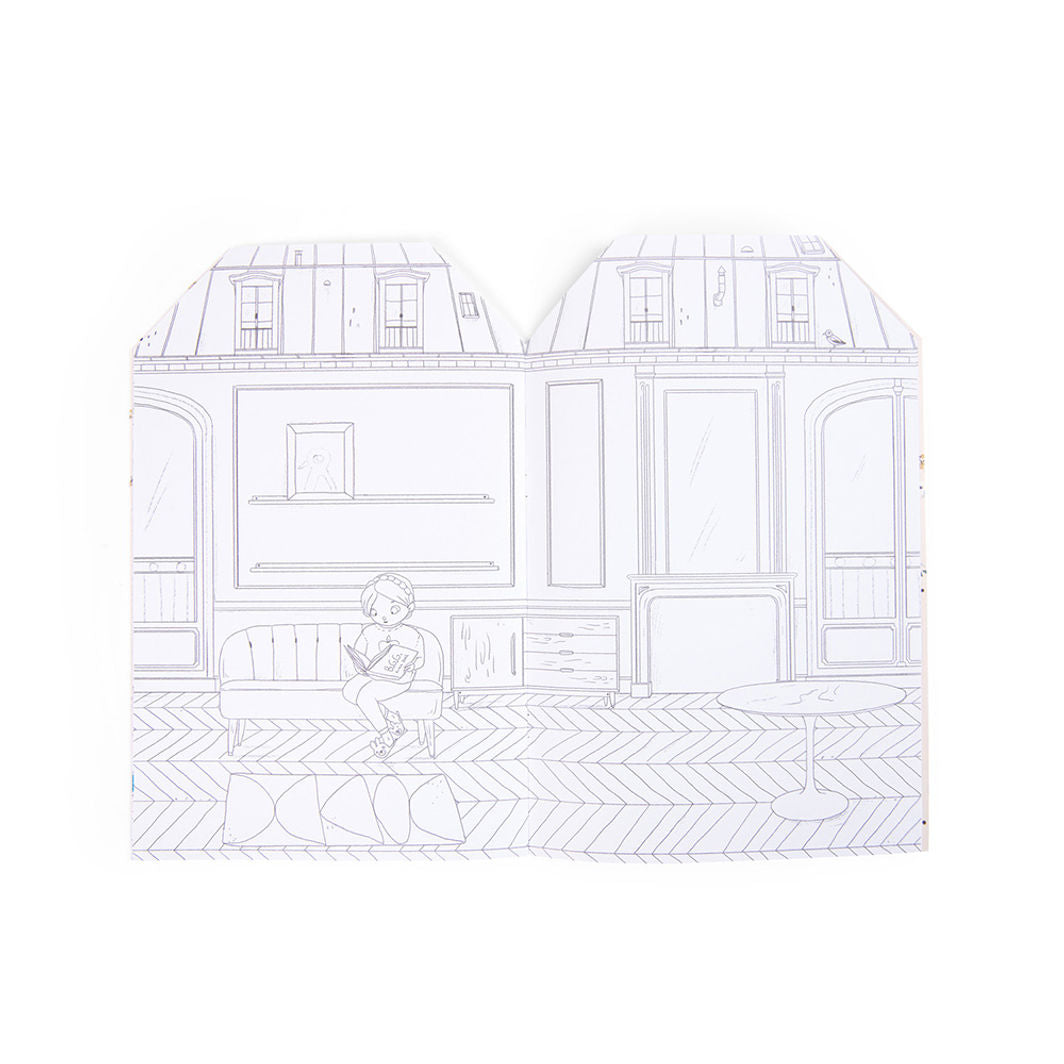 Moulin Roty, Coloring Book with 145 Stickers - Les Parisiennes