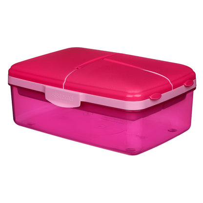 Sistema Lunch Box and Water Bottle, Slimline Quaddie 1.5 L - Pink