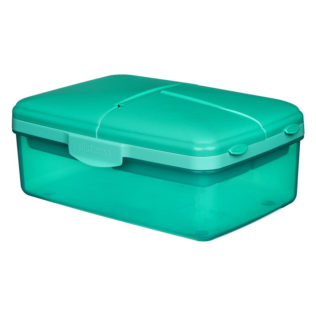 Sistema Lunch Box and Drink Bottle, Slimline Quaddie 1.5 L - Teal