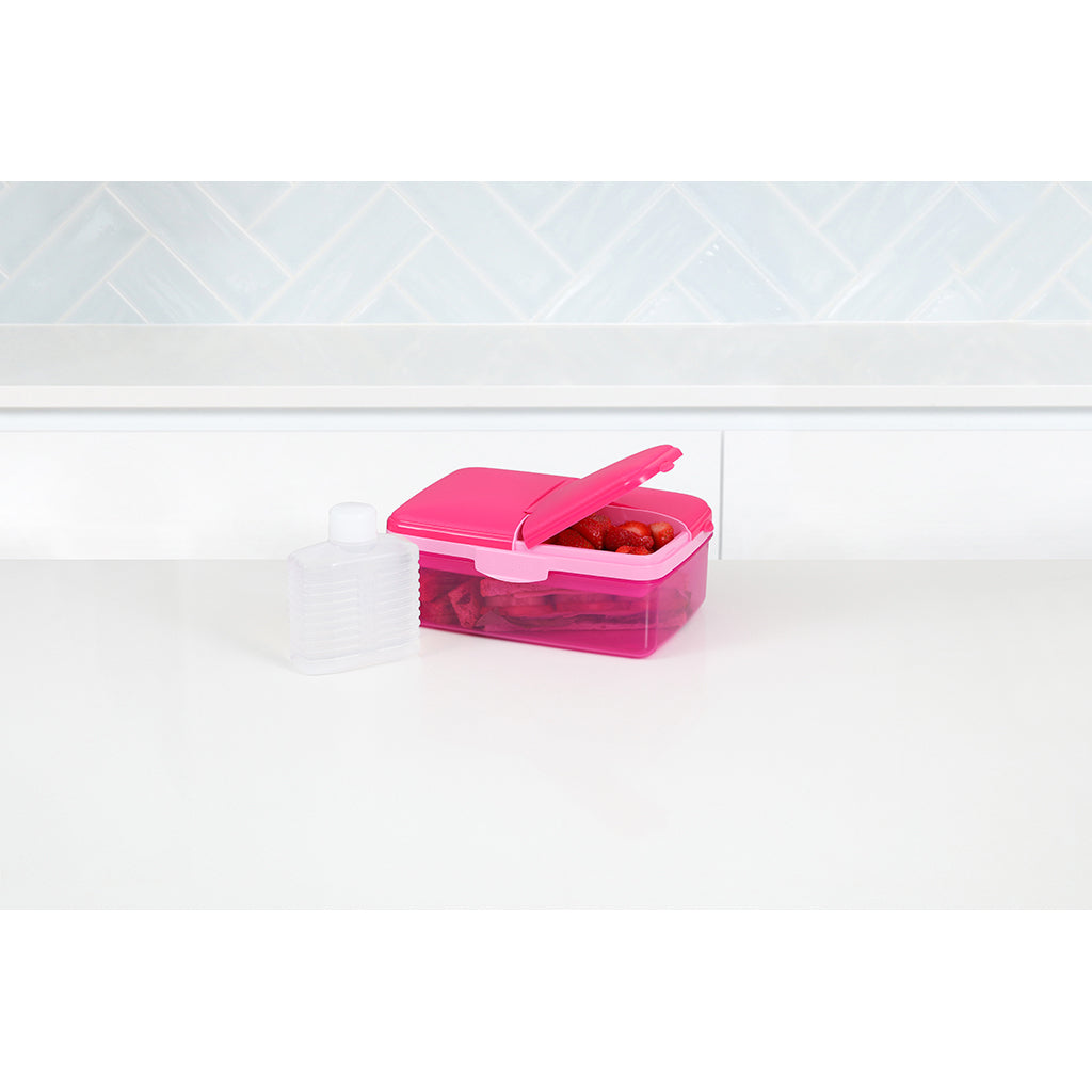 Sistema Lunch Box and Water Bottle, Slimline Quaddie 1.5 L - Pink
