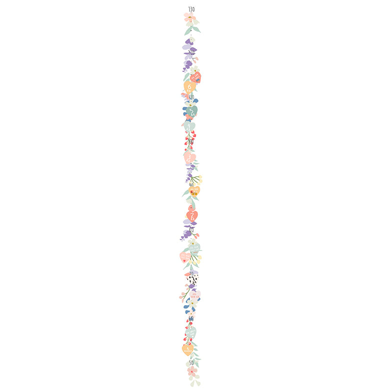 Mimi Lou Wall Sticker, Growth Chart with Milestone Markers - Spring Flowers with Danish Text