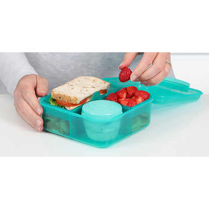 Sistema Bento Cube Lunchbox with 5 Compartments and One Container, 1.25L - Teal