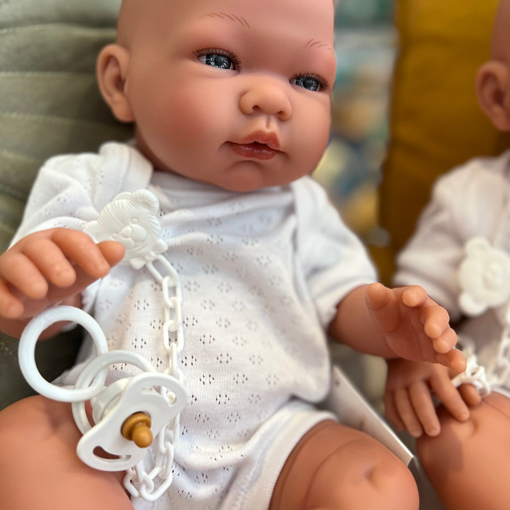Así Doll Clothes for Leo and Leonora Baby Doll, Size 46 cm - White Short-Sleeved Bodysuit