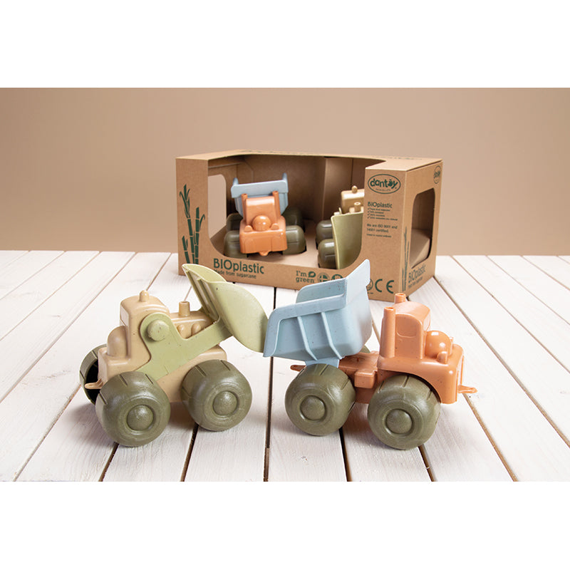 Dantoy Bioplast Bulldozer and Truck Gift Set, Nordic Swan Ecolabel Certified