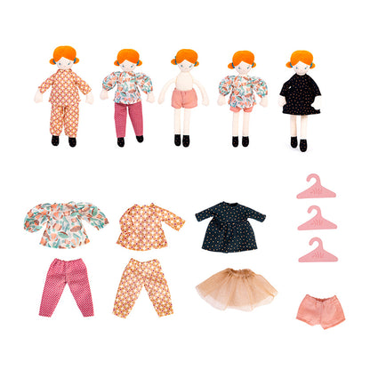 Moulin Roty Doll, The Little Parisian Suitcase with Rag Doll and Clothes
