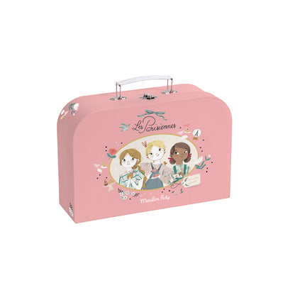 Moulin Roty Suitcase with Tea Set, 14 Pieces - Les Parisiennes