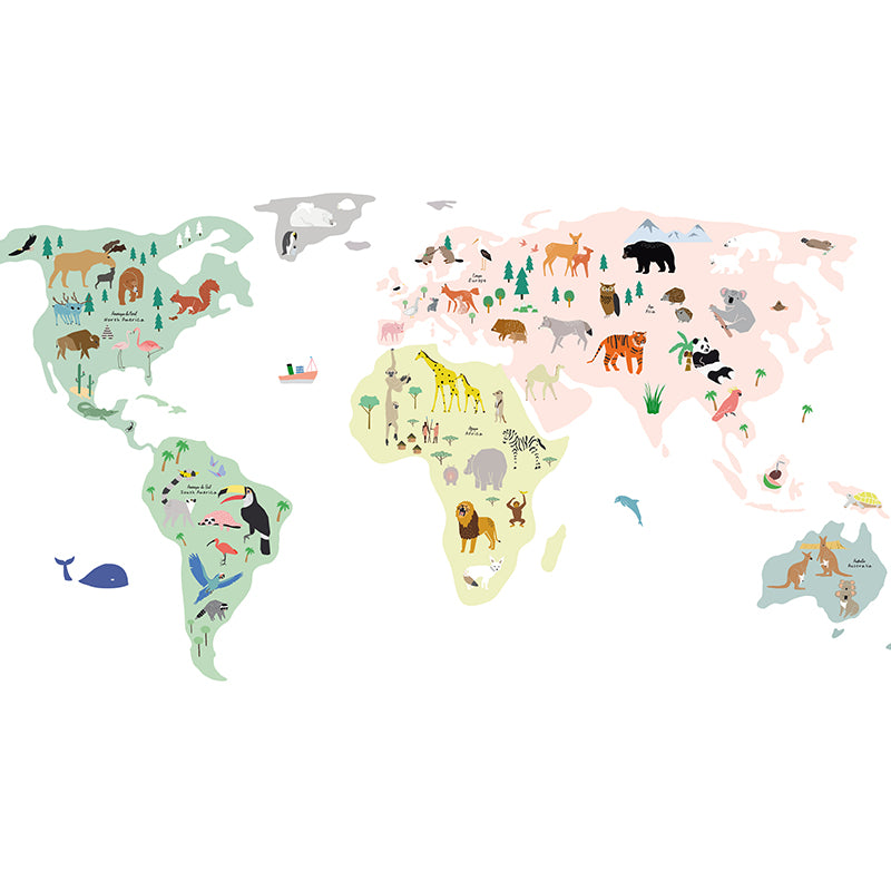 Mimi Lou Wall Sticker, Giant World Map