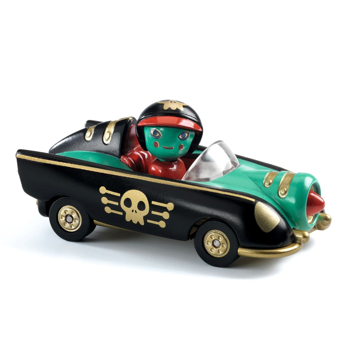 Djeco Crazy Motors, Pirate Wheels legetøjsbil, sort og grøn piratbil