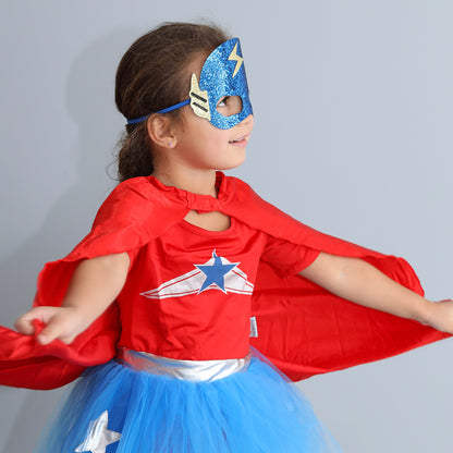 Den Goda Fen Costume, Super Wondergirl with Cape - Size 4-6 Years