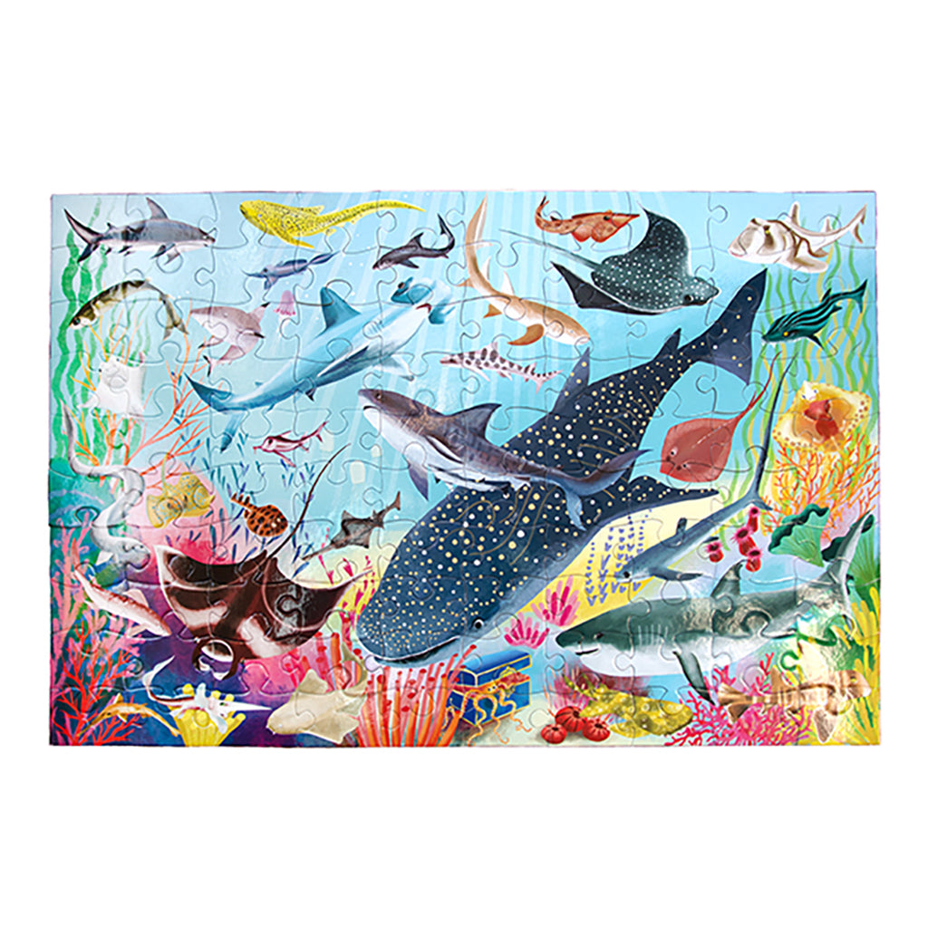 Eeboo Puzzle, Sharks in the Deep - 100 Pieces