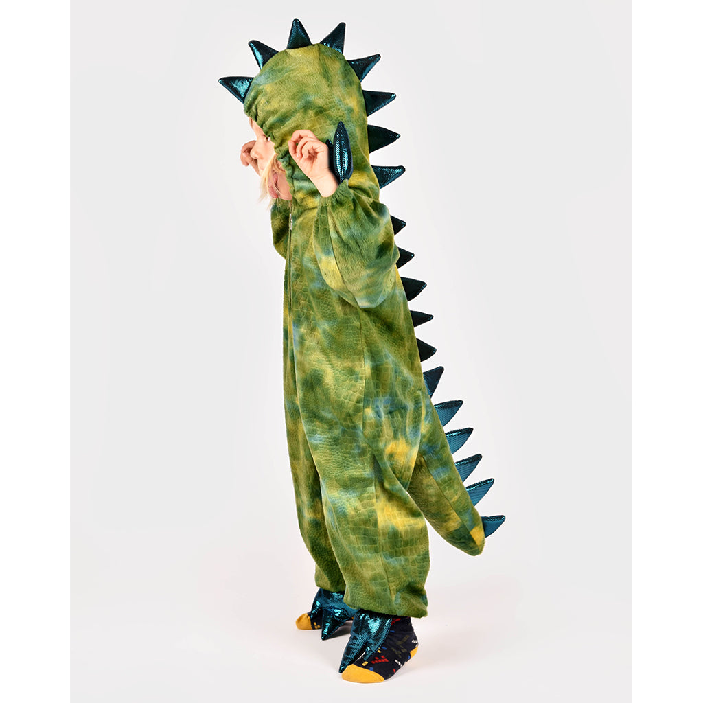 Den goda Fen Dinosaur jumpsuit 3-5 år, helkropsbillede af kostumet