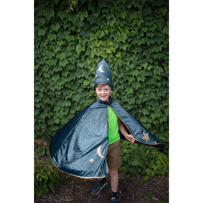 Great Pretenders udklædningstøj, Starry night kappe og hat - str. 5-8 år