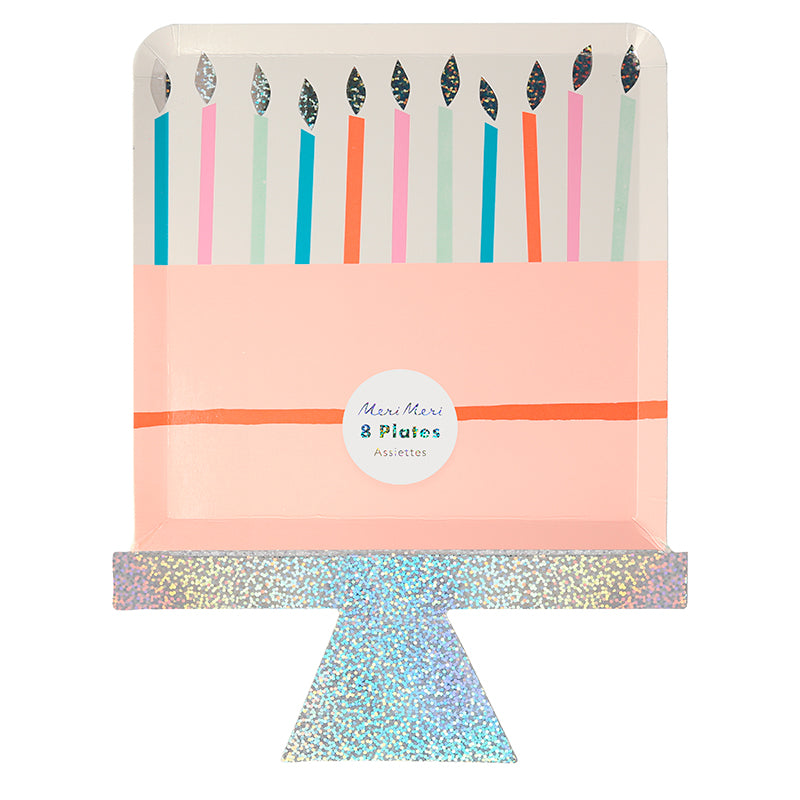 Meri Meri paptallerkener, Birthday cake - 8 stk