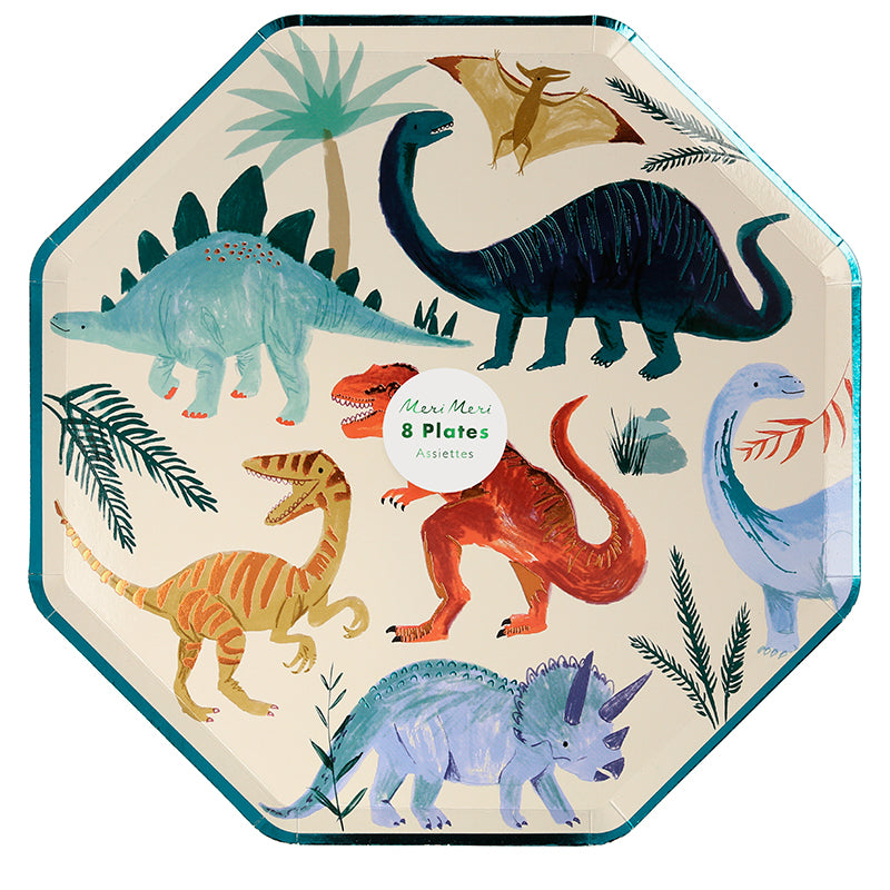 Meri Meri Paper Plates Size L, Dinosaur Kingdom - Pack of 8