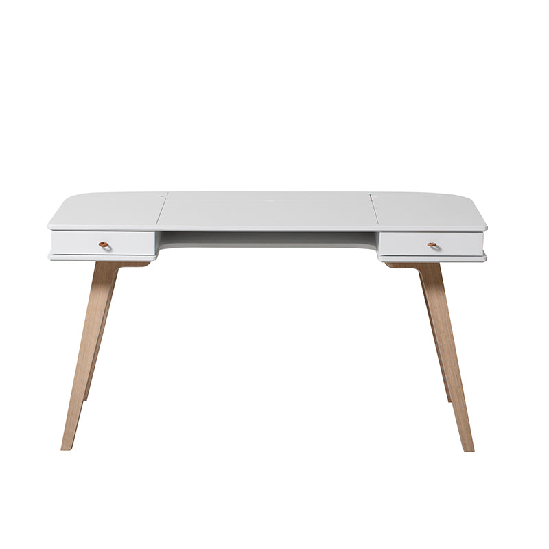 Oliver Furniture Wood skrivebord i hvid og træ, 66 cm høj