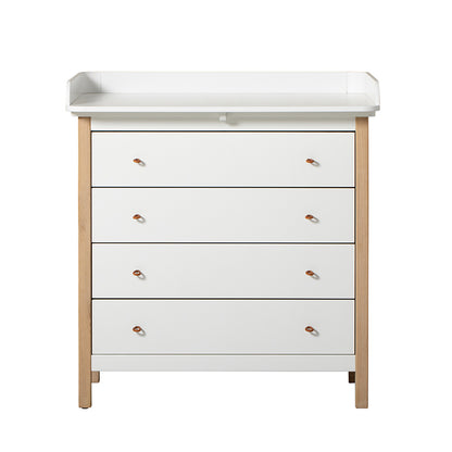 Oliver Furniture Wood puslekommode m. 4 skuffer, eg. klassisk hvidt design