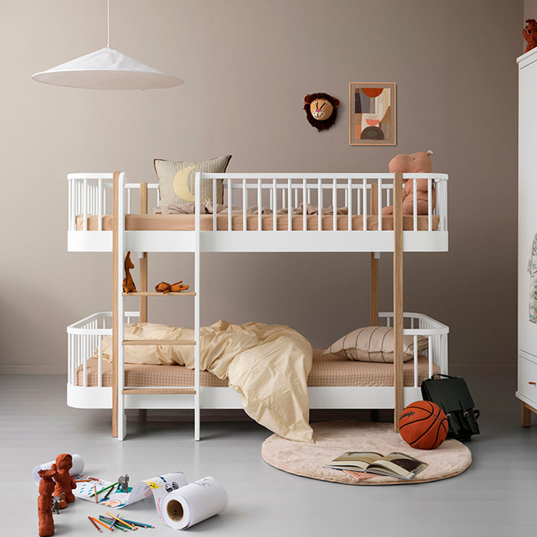 Oliver Furniture, Wood Original Half-High Bunk Bed - White/Oak