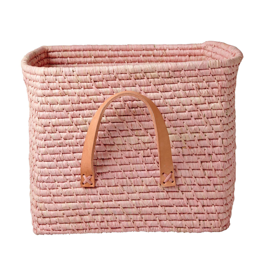 Rice kurv med læder hank soft pink