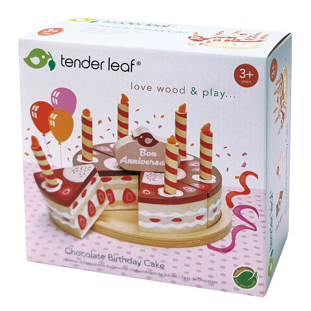 Tender Leaf, Legemad i træ , Lagekage med lys - Chokolade