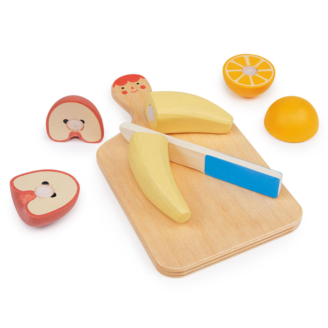 Mentari, Wooden Play Food - Cutting Board with Fruit