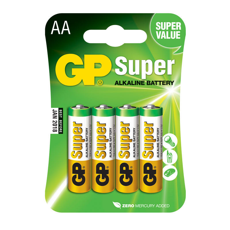 GP Super Alkaline AA batterier, 4 pak