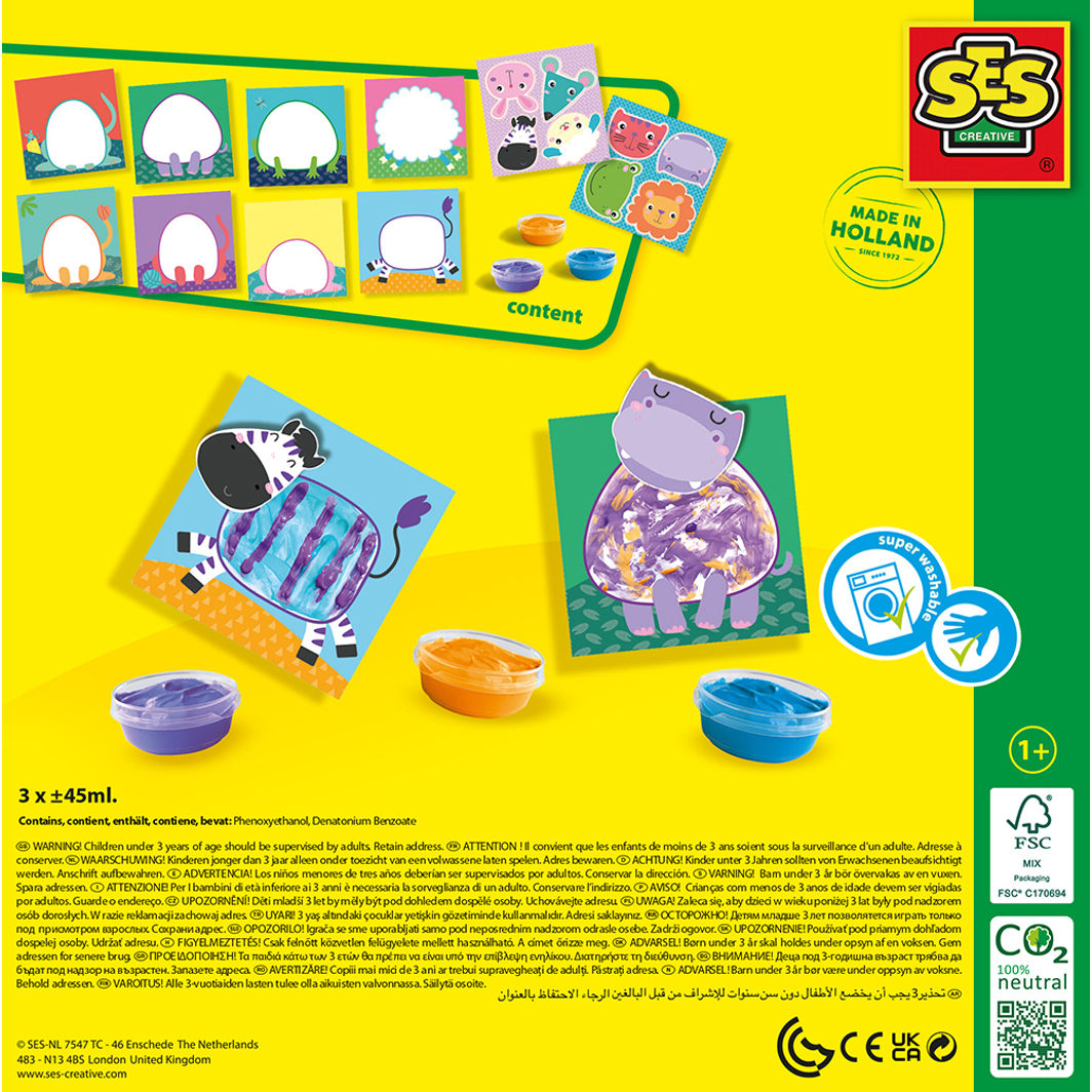 SES Creative My First Creative Set, Finger Paints, Animals - Ages 1-4