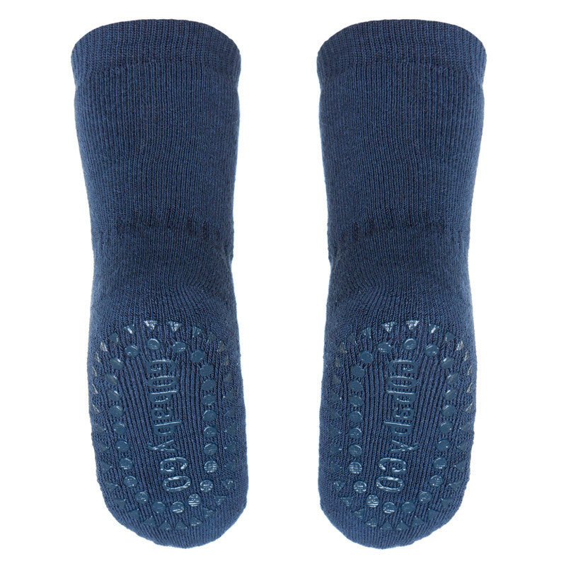 GoBabyGo Non-Slip Socks with Rubber Grips, Navy Blue