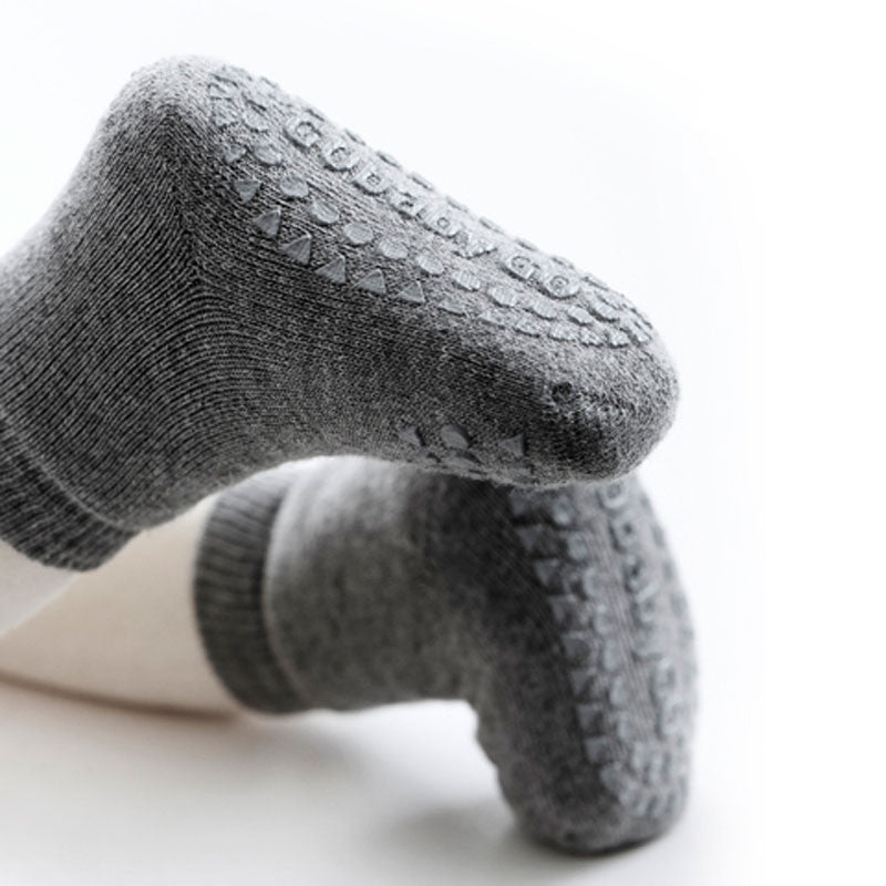 GoBabyGo Non-Slip Socks with Rubber Dots, Grey Melange