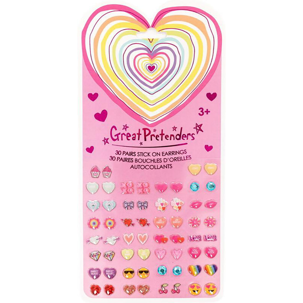 Great Pretenders øreringe stickers hjerteformede i mange farver