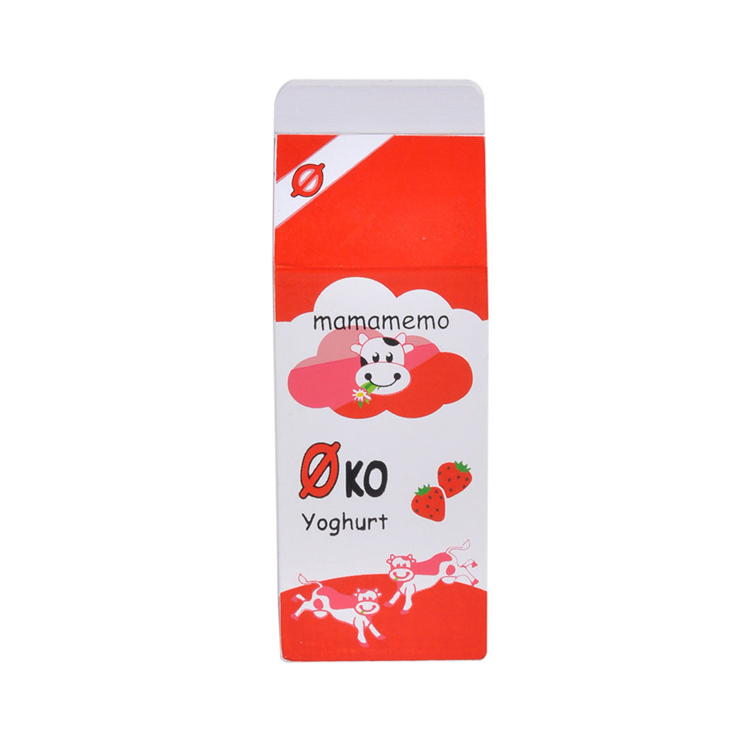 MaMaMeMo Wooden Play Food, Organic Yogurt with Strawberries