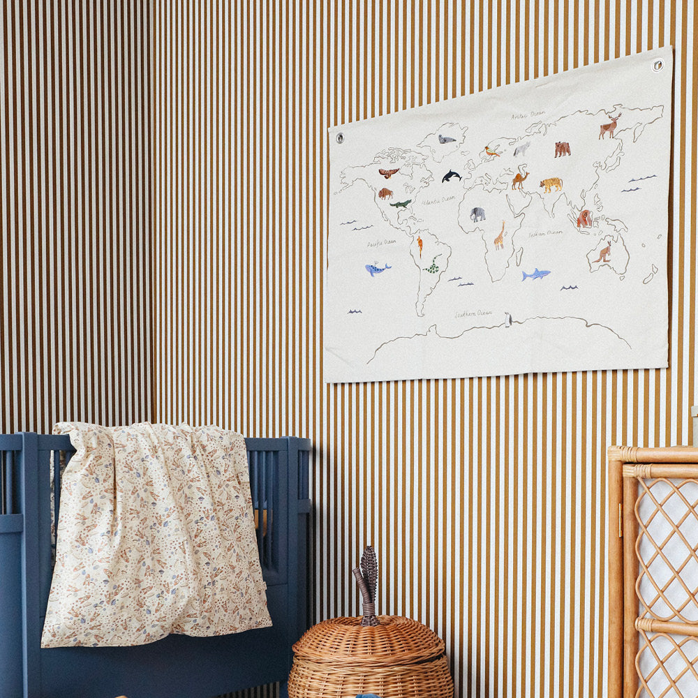 ferm Living vægophæng/stofbillede, The World - off-white